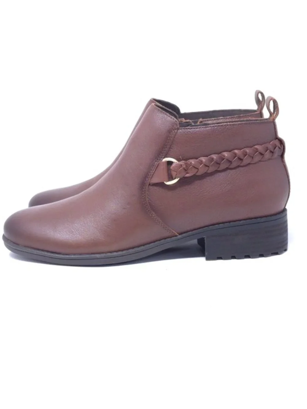 Easy Spirit Roslyn 210 Ankle Boots Brown Memory Foam Side Zip Size 11M